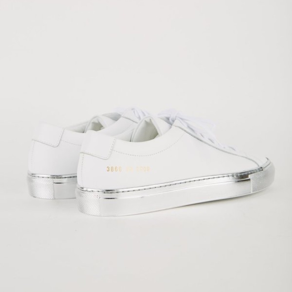 Common Projects Achilles, Low Shiny Sole Sneakers, Woman, White, Leather, 37